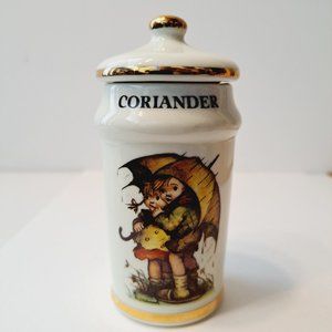 M J Hummel Porcelain Kitchen Spice Jar 24kt Gold Trim CORIANDER vintage 1987